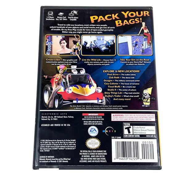 Sims Bustin' Out Nintendo GameCube 2003 Complete Case Manual Disc Video Game - Picture 2 of 4